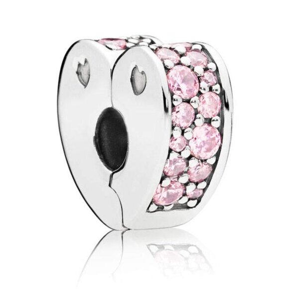 Pandora Pink Pave Heart Clip ONLY 5 in Stock - Picture 1 of 2